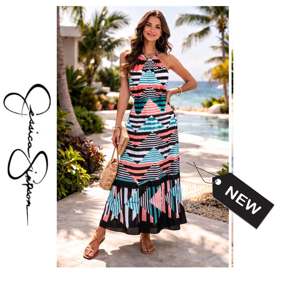 Jessica Simpson multicolored striped maxi - Picture 2 of 14